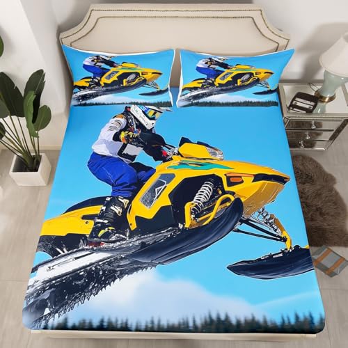 Erosebridal Snowmobile Bedding Sets Twin Size Men Snow Mountain Landscape