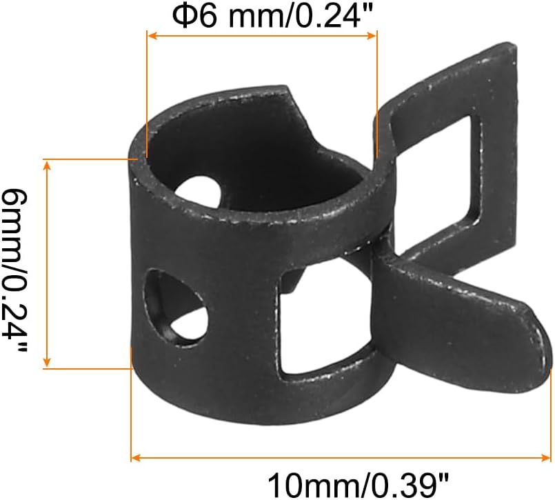 MECCANIXITY 40 Pcs Fuel Line Clamps Spring Band Hose Clamps, 1/4" 6mm Silicone Air Tube Vacuum Hose Water Pipe Low Pressure Assortment Kit, Black