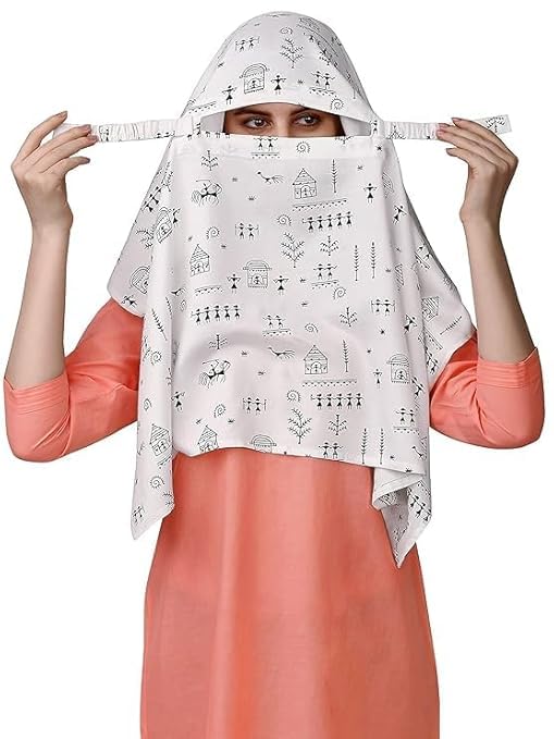 RIVANIV Cotton Short Scarf Cum Mask scarves Usable for vehicle Driver | White Printed Design | Universal Size | For Girl &... - Review, Price and Buying Guide