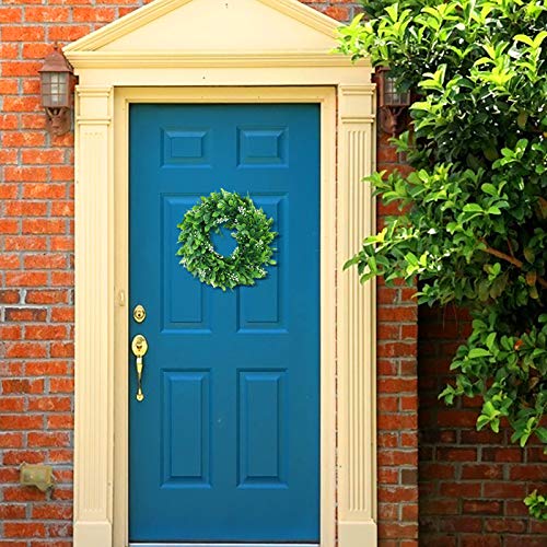 image for RYGHEWE Artificial Green Leaf Wreath,Spring Summer Outdoor Green Eucal