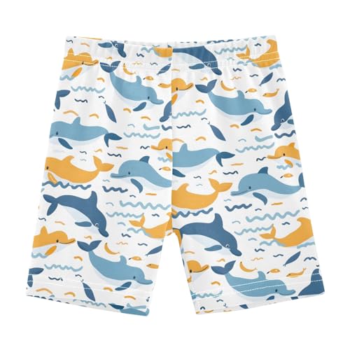 Cartoon Colored Dolphin Girls Shorts Elastic Waist Sports Shorts Girls Leggings Pants for 4-10 Years