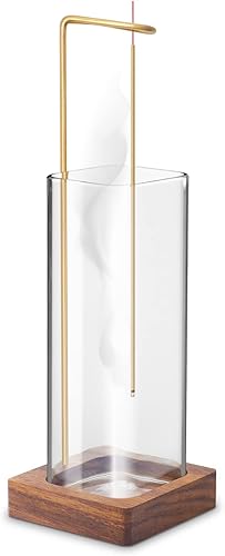 Soporte para varillas de incienso SYOUACEND para palos anti-ceniza con vidrio extraíble, soporte de incienso boca abajo, quemador de incienso