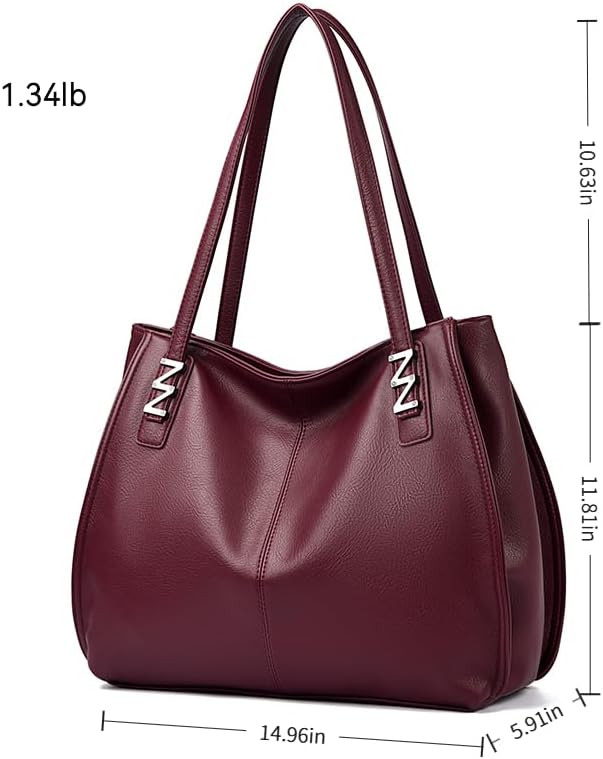 Large Tote Bag for Women Vegan Leather Tote Bag Shoulder Bag Handbags Purse Hobo Bag - Image 3