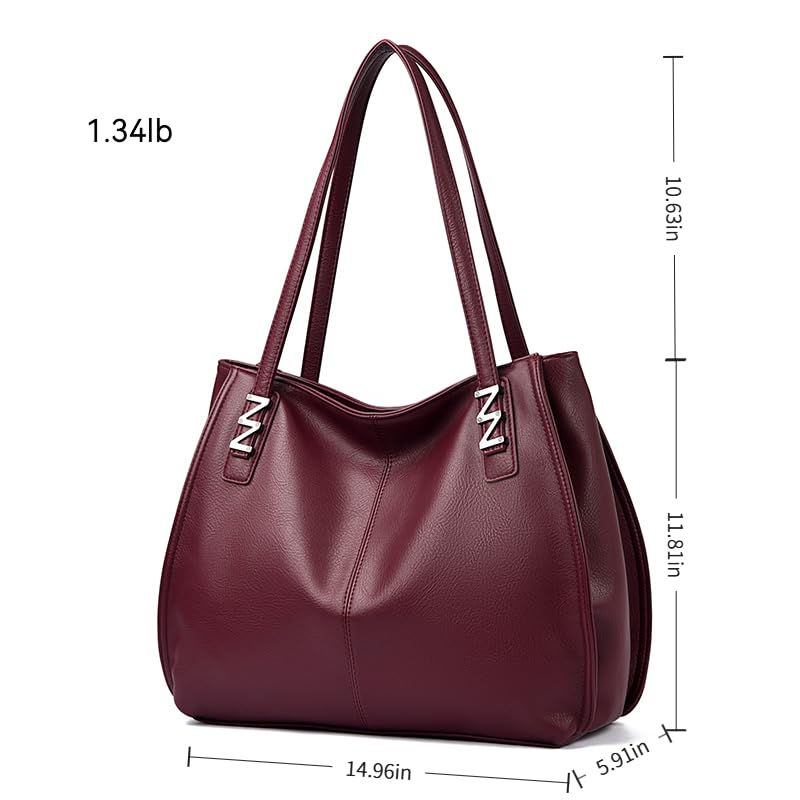 Bolso tote grande para mujer, de cuero vegano, bolso de hombro y mano, tipo hobo miniatura 3