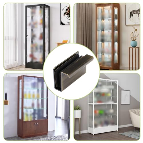 Image of 4Pcs Glass Finger Edge Pull Cabinet Finger Pull Handle Glass Door Clips Cabinet Latch Clamp Concealed Handle for Display Glasscase Door (Bronze)