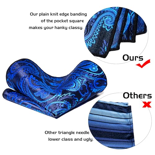 Image of 5PCS Tie and Pocket Square for Men, Silk Necktie and Handkerchief Cufflinks with Gold Ring and Lapel Pin Set