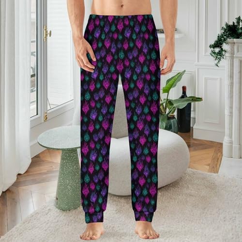 Glowing Neon Goth Flames Men's Pajama Bottoms Sleep Lounge Soft Comfy Pants Sleepwear2