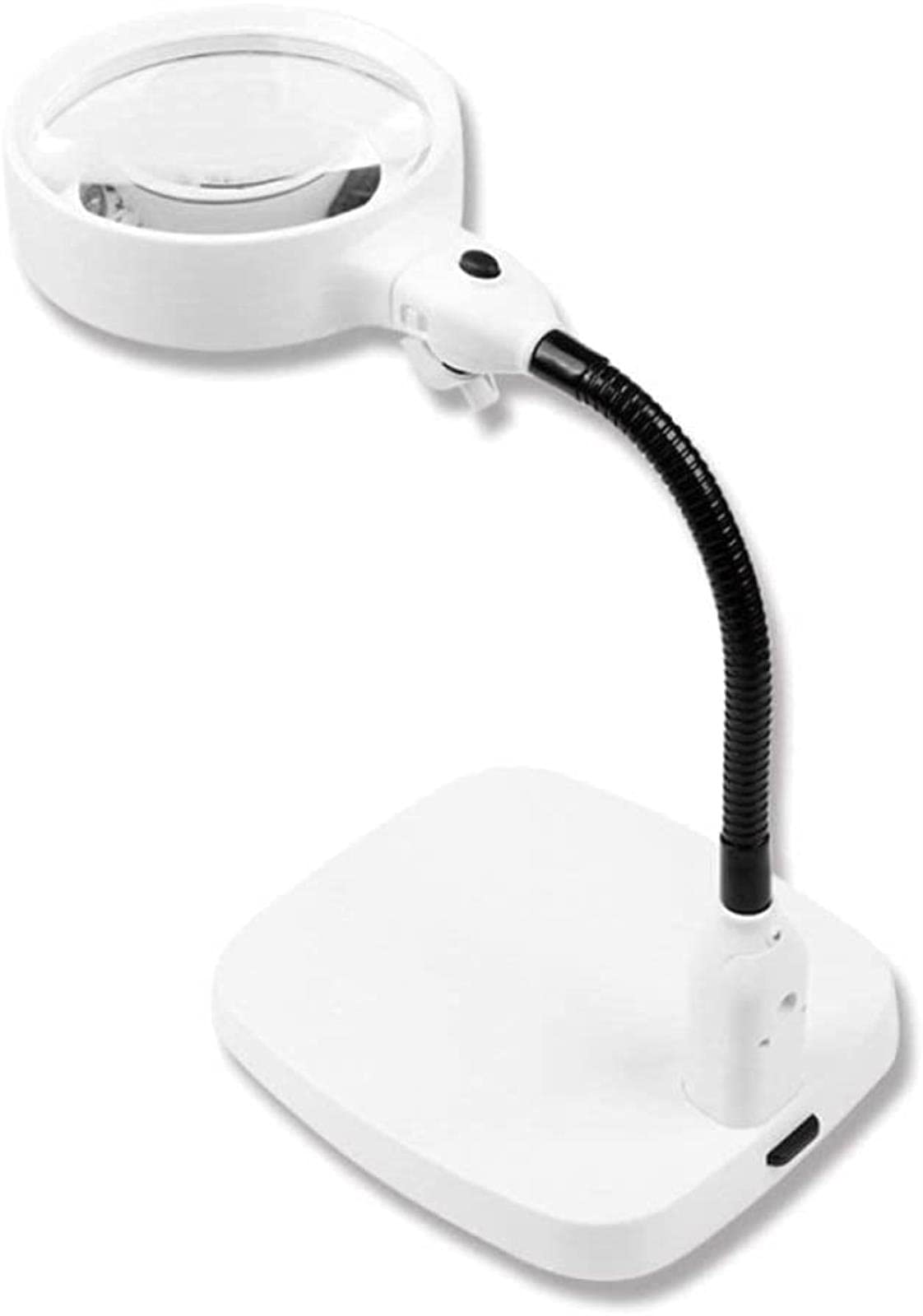 Lupa de Escritorio 10x con luz LED, Lupa para Personas Mayores Que leen, teléfonos móviles, reparación electrónica, inspección, Sellos de identificación.