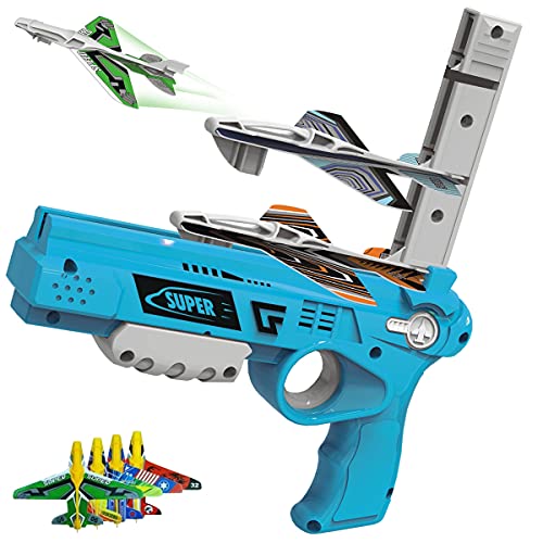 DAZHONG Airplane Toys Bubble Ejection Airplane Toy One - Click Ejection Model Foam Airplane Shooting Game, with 4pcs Glider Foam Plane , Indoor/Outdoor Toys The Best Gift for Boys and Girls Sets