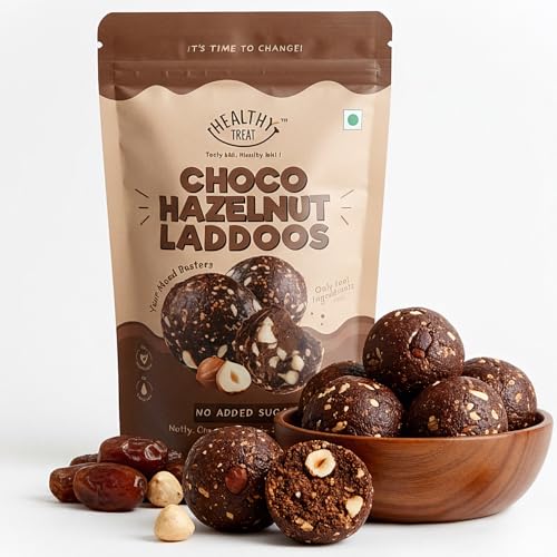 Image of Healthy Treat Premium Hazelnut Chocolate Laddoos | Sugar-Free Energy Balls | High Protein Dry Fruit Laddu | Natural & Gluten-Free | No Added Sugar | Pack of 15