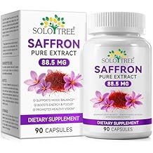 Saffron Supplements,100% Pure Saffron Extract Capsules 88.5 mg,Mood,Focus,Vision,Energy Support,Eye Health, 90 Capsules,3 Month Supply