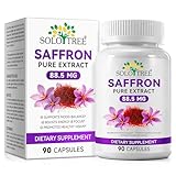 bnHUlMXw Saffron Supplements,100% Pure Saffron Extract Capsules 88.5 mg,Mood,Focus,Vision,Energy Support,Eye Health, 90 Capsules,3 Month Supply