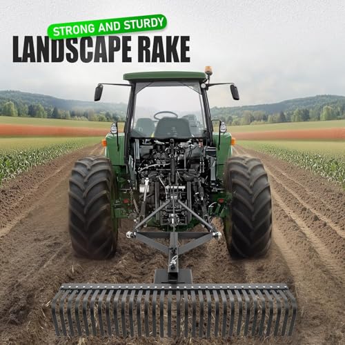 Image of KUAFU 60 inch 3 Point Landscape Rake Rotation Compatible with Category 1
