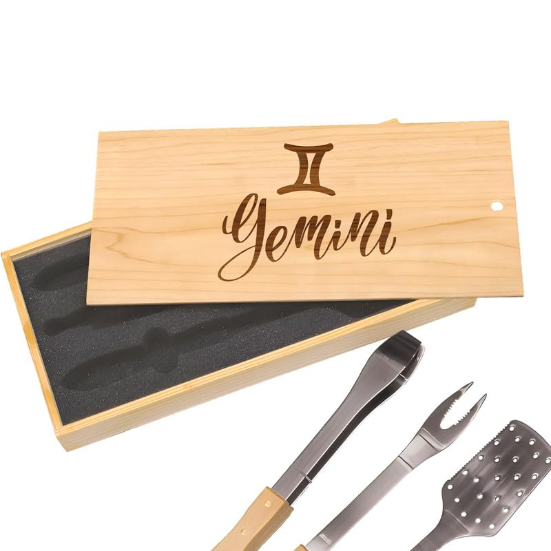 Kit Parrillero Gemini Zodiac con Espátula, Pinzas y Tenedor Acero Inoxidable miniatura 1