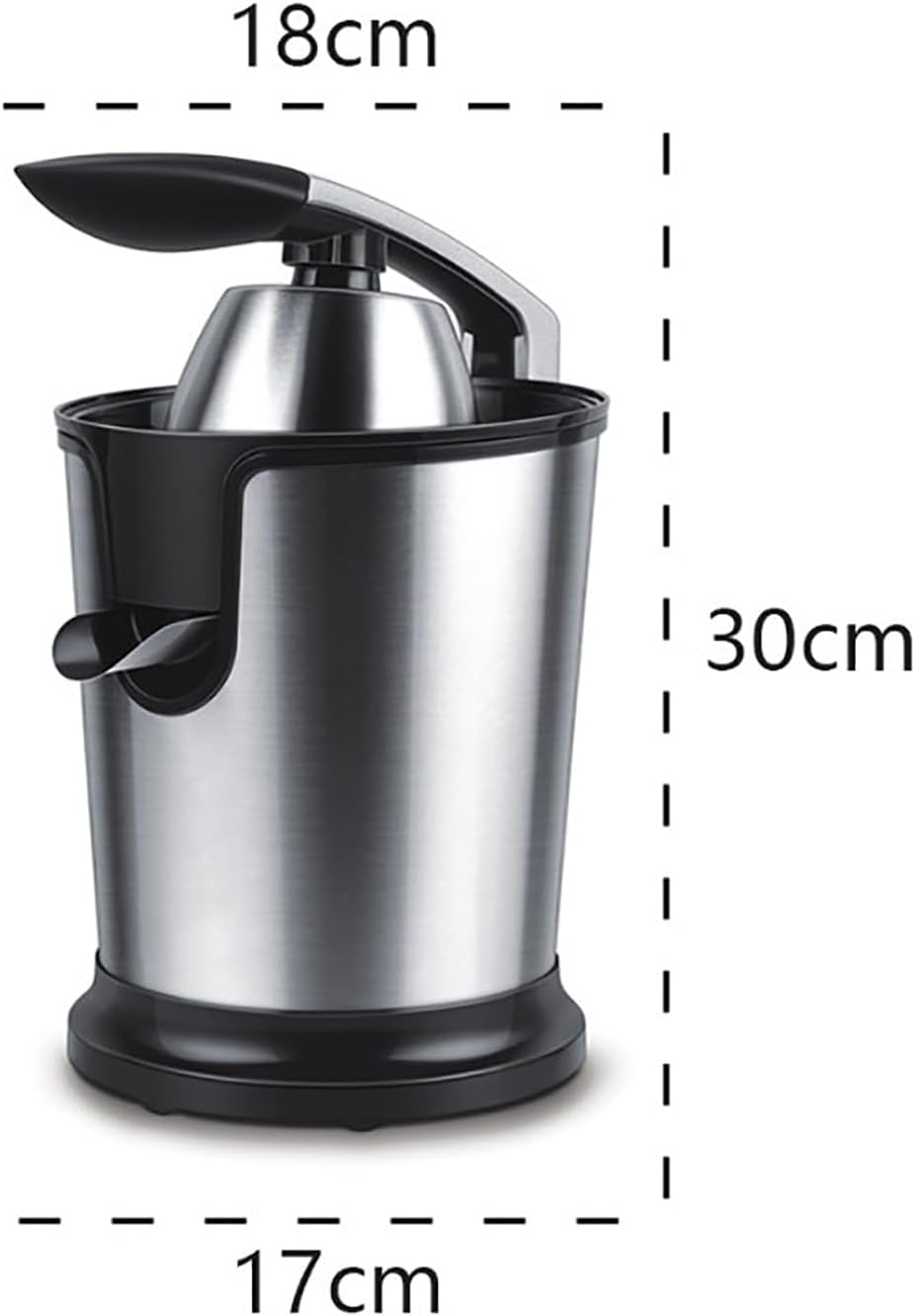Exprimidor de Naranja Electrico 350W, Exprimidor de Zumo con Mango para Presionar, Extractor Jugo Limon con Palanca Easy Press, Exprime los Citricos Con Brazo de Prensar, Cuerpo Acero, Deposito 400ml