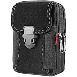 Porta Celular Para Oficina Bolsa de Teléfono Celular, Cintura Bolsas Teléfono, Funda Movil Cinturon de Supervivencia, Bolso Cinturón Táctica Militar, Estilo Negro de Tres Capas, para Senderismo, Camping, Escalada