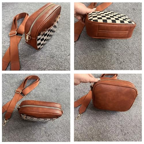 Checkered Crossbody Bag Square Alt Trendy Checkered Shoulder Bag Crossbody with Convertible Strap Grid Block Purse 20254