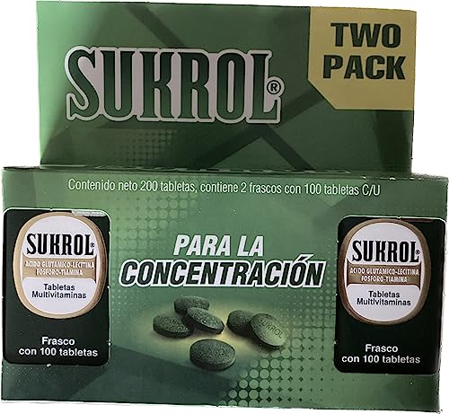 Sukrol ideal para el cerebro, ayuda a la memoria, estrés y los nervios pack 2 (200 tabletas)