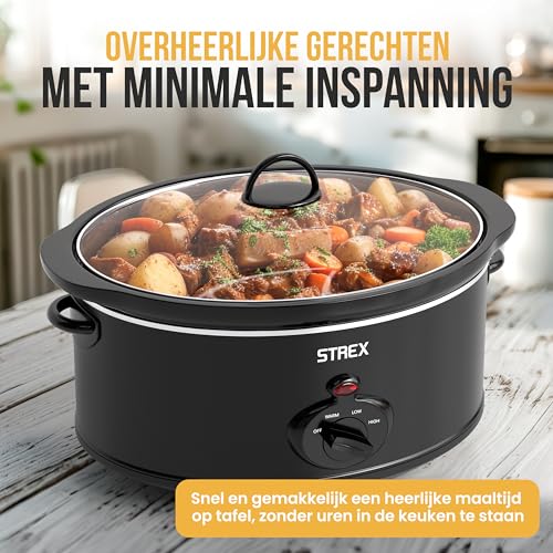 Miniatura 3 de Strex Olla De Cocción Lenta 6.5l - Sartén Interior De Cerámica Extraíble - Función Mantener Caliente - Olla De Cocción Lenta - Negro