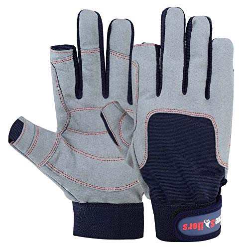 Image of MRX BOXING & FITNESS Sailing Gloves with Cut only Thumb and Index Finger and Grip for Men and Women, Great for Kayaking, Workouts and More Blue /Grey