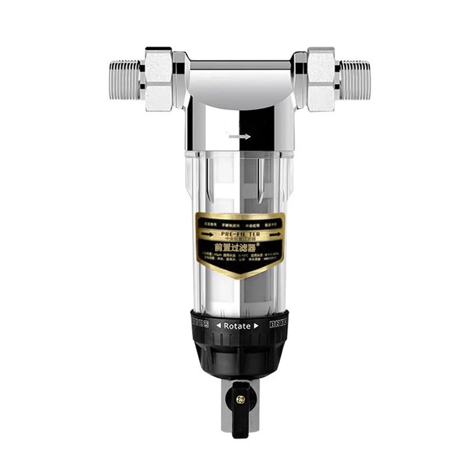Prefiltro for toda la casa, agua de pozo doméstico, retrolavado subterráneo, filtro de agua Industrial de alto flujo de acero inoxidable 304(DN25 to 20)