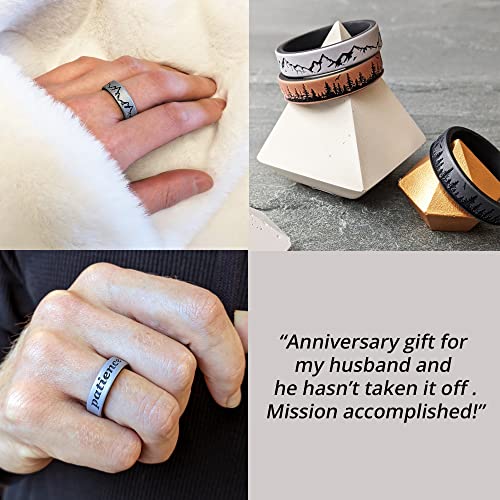 Knot Theory Celtic Silicone Ring for Men and Women - Dark Silver Size 10 Wedding Band, Sports Activities, Breathable Comfort Fit 6mm Bandwidth
