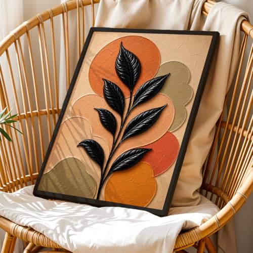 Image of NoWorries Floral Botanical Wall Painting with Frame | Premium Textured Flower & Leaf Artwork, Pastel Nature Wall Decor Framed for Living Room Bedroom Office and Home Decoration (Art-15,17x25inch)