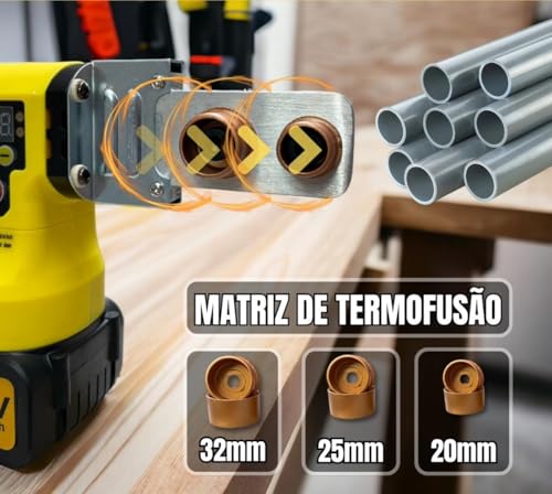 Termofusora Soldador de Tubos PPR, PB, PE, PV 0 a 320 Graus Portátil Bateria Bivolt