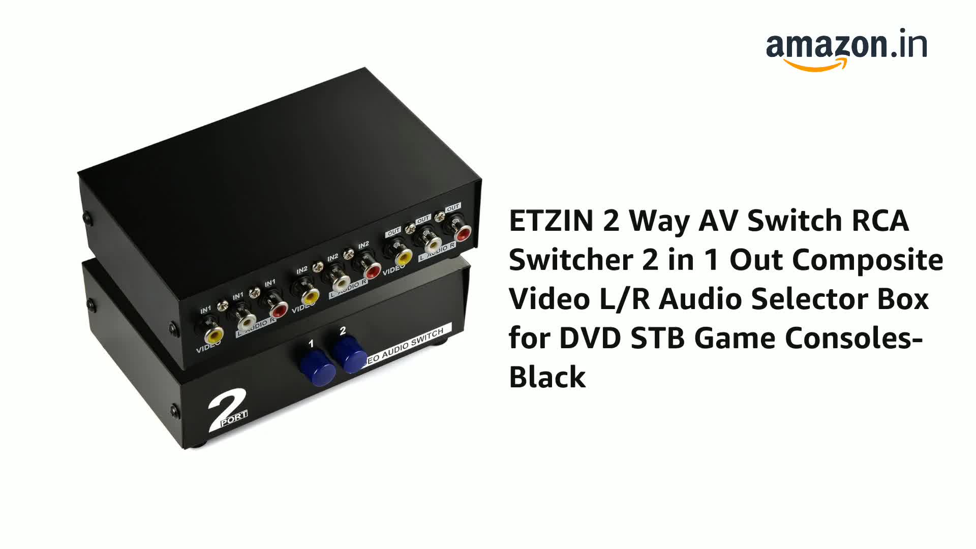ETZIN 2 Way AV Switch RCA Switcher 2 in 1 Out Composite Video L/R