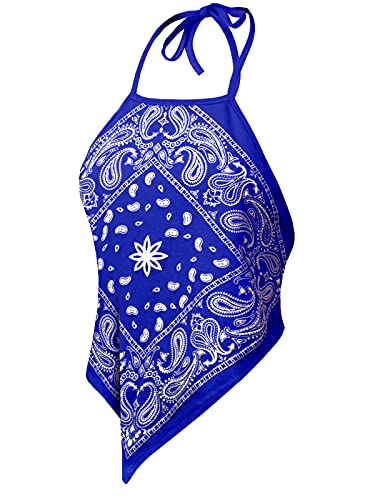 Image of Design by Olivia Women's Sexy Paisley Bandana Halter Top Y2K Crop Shirt