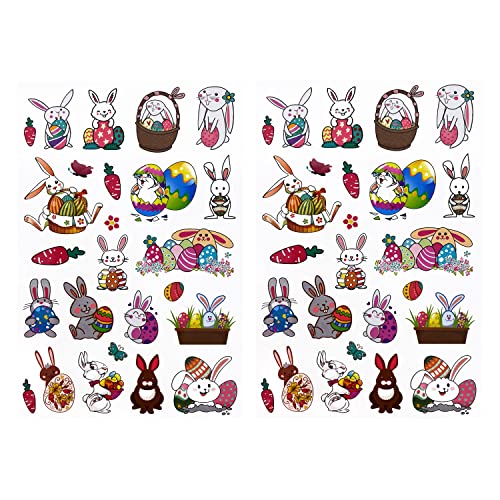 Oblique Unique 50 Oster Sticker Set – Osterhasen & Ostereier Aufkleber – Selbstklebende Osterdeko zum Basteln Scrapbooking & Verzieren von Geschenken – 2 Bögen bunte Ostermotive für Kinder Erwachsene