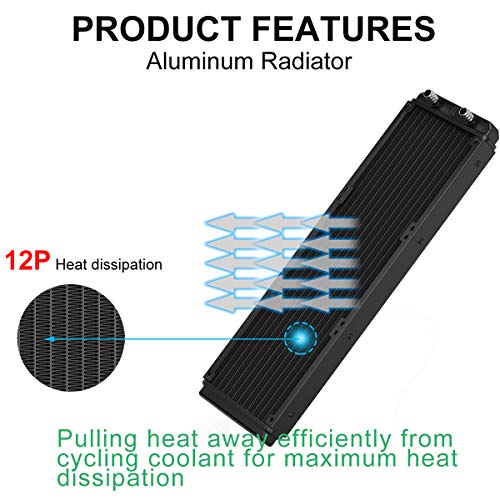 Clyxgs Water Cooling Radiator, 12 Pipe Aluminum Heat Exchanger Radiator With Tube For Pc Cpu Computer Water Cool System Dc12V 360Mm #TOP1