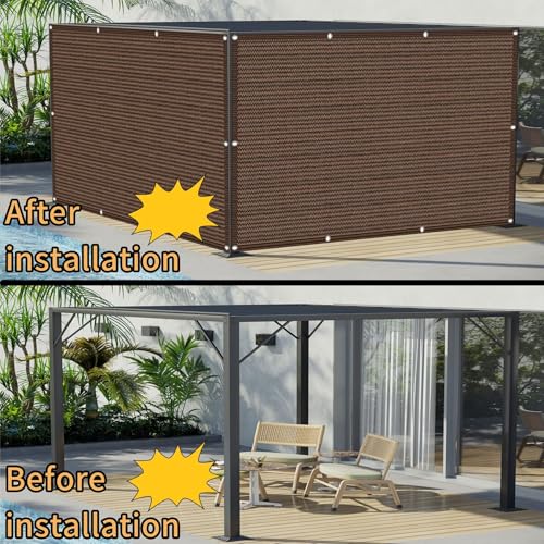 Toldo vela rectangular 130x250 cm marrón con ojales para terraza 6