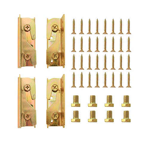 Bed Frame Hardware - Bed Rail Brackets Set of 4, Heavy Duty Non-Mortise for Wood Bed Frame Headboards Footboards with Screws