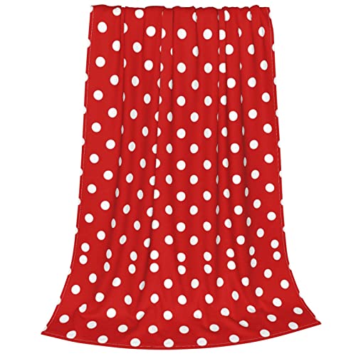 Fashion Funny Red Polka Dot Throw Blanket For Couch Super Soft Cozy Flannel Blanket Throw For Shawls And Wraps Adults (50"X 40") #TOP1