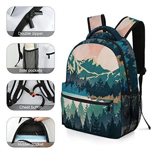 Kids Backpack for School, Nature Tapestries Mountain Pattern Students Bookbags School Bags Girls Boys3
