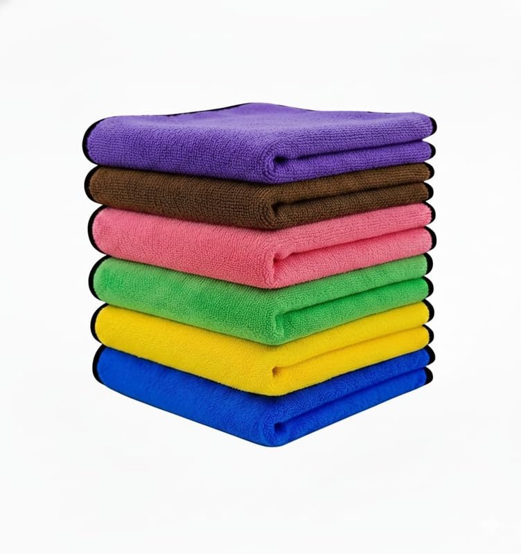 Image of MAKKAR Enterprises 500GSM Microfiber Cleaning Cloth | Ultra-Soft & Quick Absorbent Car Cleaning Cloth | 40 x 40 Cm | for Motorcycles, Car Interior & Exterior - Pack of 4