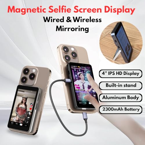 Image of Yantralay Magnetic Touch Screen Selfie Monitor for Smartphone | Display with 2300mAh Battery | Compatible with i-Phone 17 /16 /15 & Android | Mobile Vlogging & Live Streaming Accessories