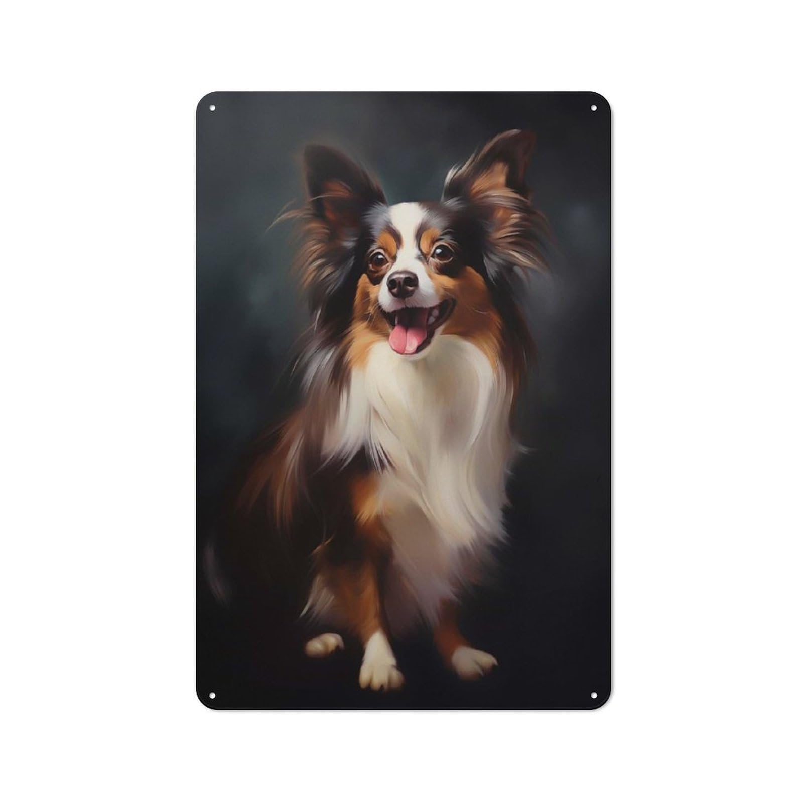 Junmoney Style-10 Papillon Dog Rustic Metal Plaque 30X20cm For Café Or Restaurant, Wall Decor For People Reorganising Café And Restaurant