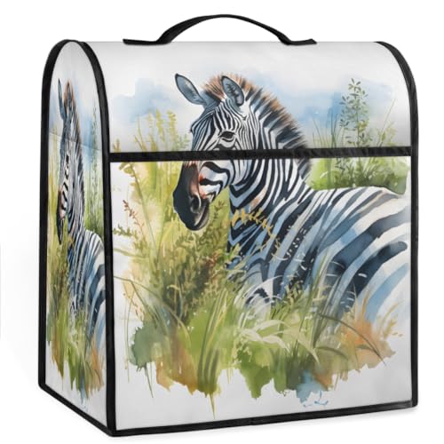 Coffee Maker Cover Watercolor Zebra Kitchen Appliance Covers Small Appliance Covers Blender Cover Juicer Cover Dust Covers for Kitchen Appliances with Top Handle and Pockets,Washable,C889