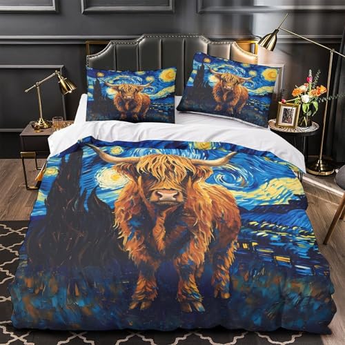 Housse de couette vache des Highlands résistante et légère en microfibre super douce à fermeture éclair