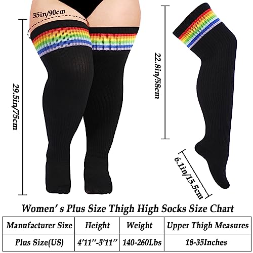 Moon Wood Plus Size Thigh High Socks for Thick Thighs- Womens Knit Cotton Extra Long Over the Knee High Socks Leg Warmer2