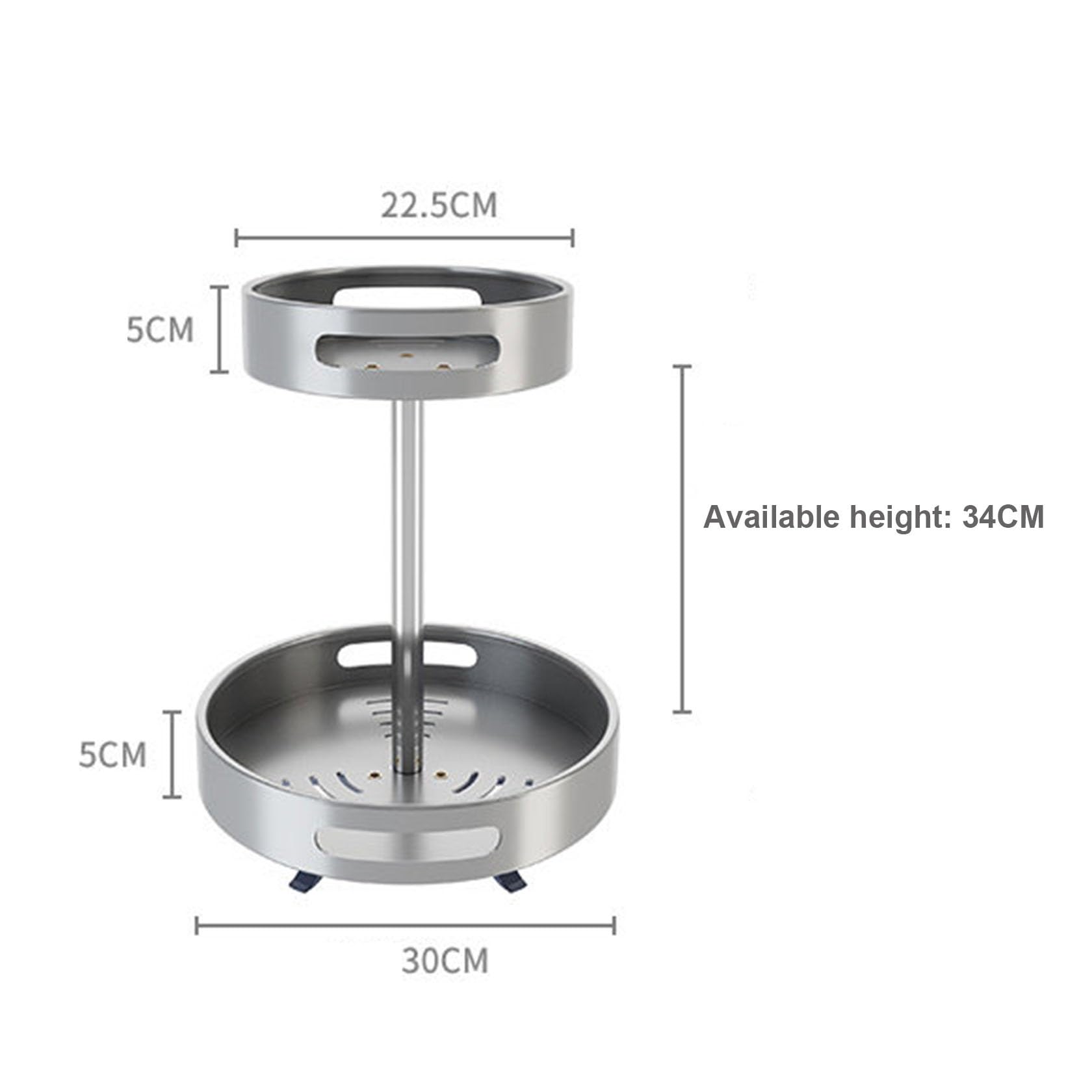 Étagère À Épices Lazy Susan, Étagère À Épices Rotative, Étagère De Comptoir De Cuisine, Gris Argenté,Double layer