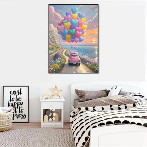 Image of Clendo Balloon Paint by Numbers Kit for Adults, Car Paint by Number for Adults Beginner on Canvas, Ideal Gift Choice for Birthday and Festival, DIY Acrylic Paints for Wall Decor 16x20inch