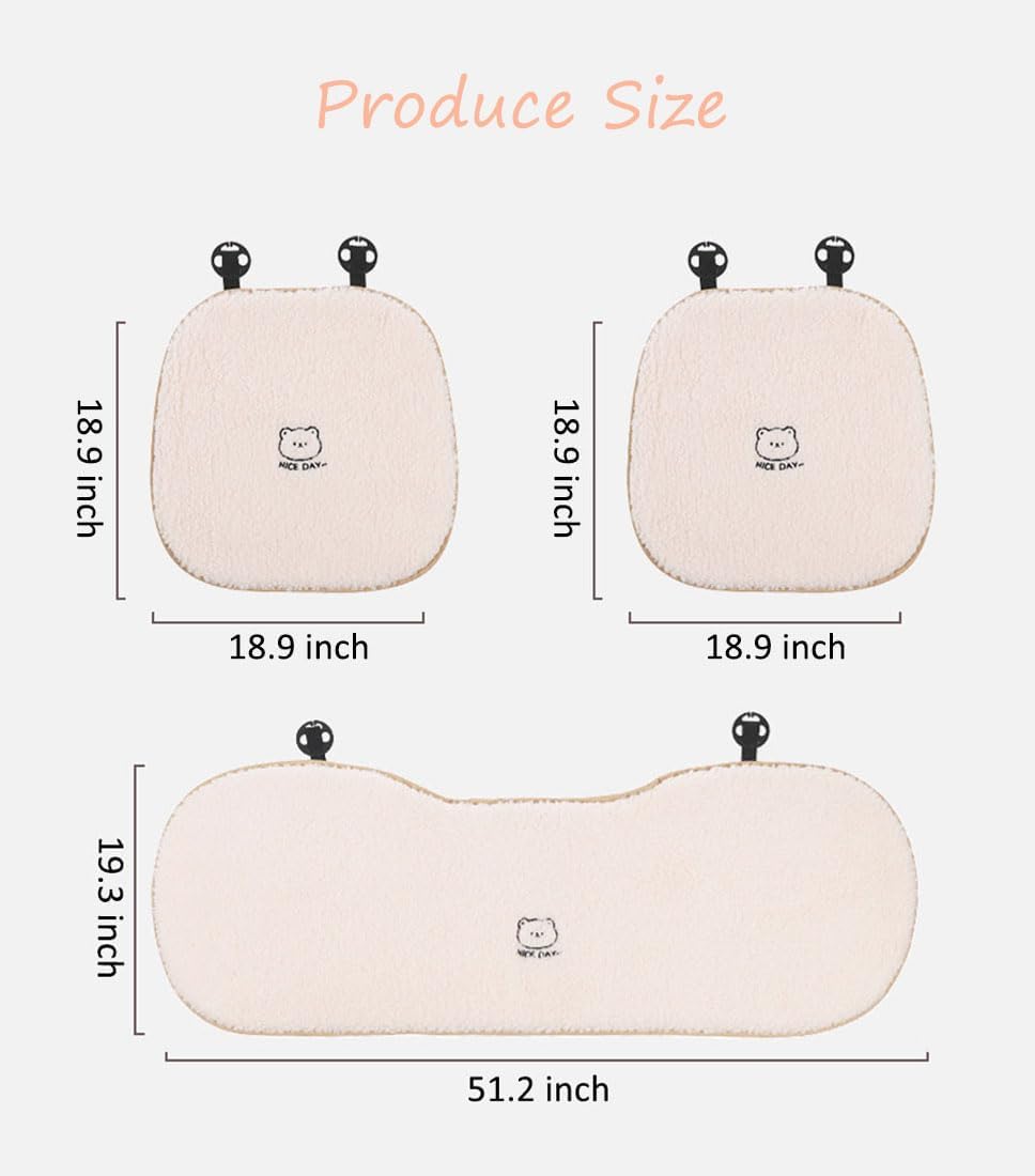 acdiac Universal Cute Bunny/Bear Car Seat Cover Cushion Fuzzy Cozy Cartoon Auto seat Pads (Bear, 3pcs/seat)