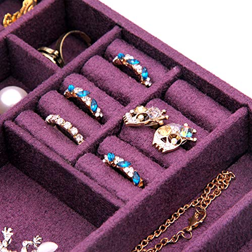 Kloud City Two-Layer Jewelry Box Organizer Display Storage Case With Lock (Purple) #TOP5