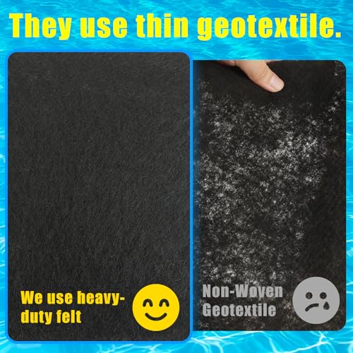 Image of Pool Liner Pad for Above Ground Pool - Heavy Duty 8oz /m Felt Underlayment Pad, 40% Thicker Rectangle Pool Pad,Heat-Pressed Under Pool Mat for Superior Puncture Resistance (12*20ft, Rectangle)