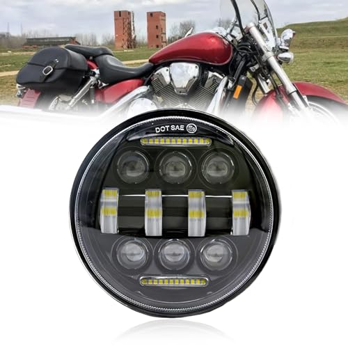 LECCIBUB Headlights Fit for Honda VTX 1300 & VTX 1800 2002-2009,5.75 Inch Round 6000K Hi/Lo Beam White/Amber DRL,IP68 Waterproof,Plug & Play,DOT Approved