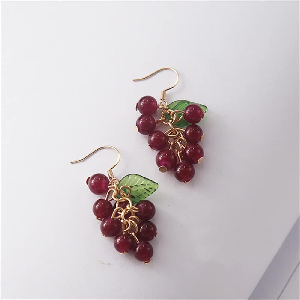 3D Green Grapes Drop Earrings Cute Fruit Pink Peach Acrylic Gold Dangle Earrings for Women Charm Jewelry Gift - Image 6