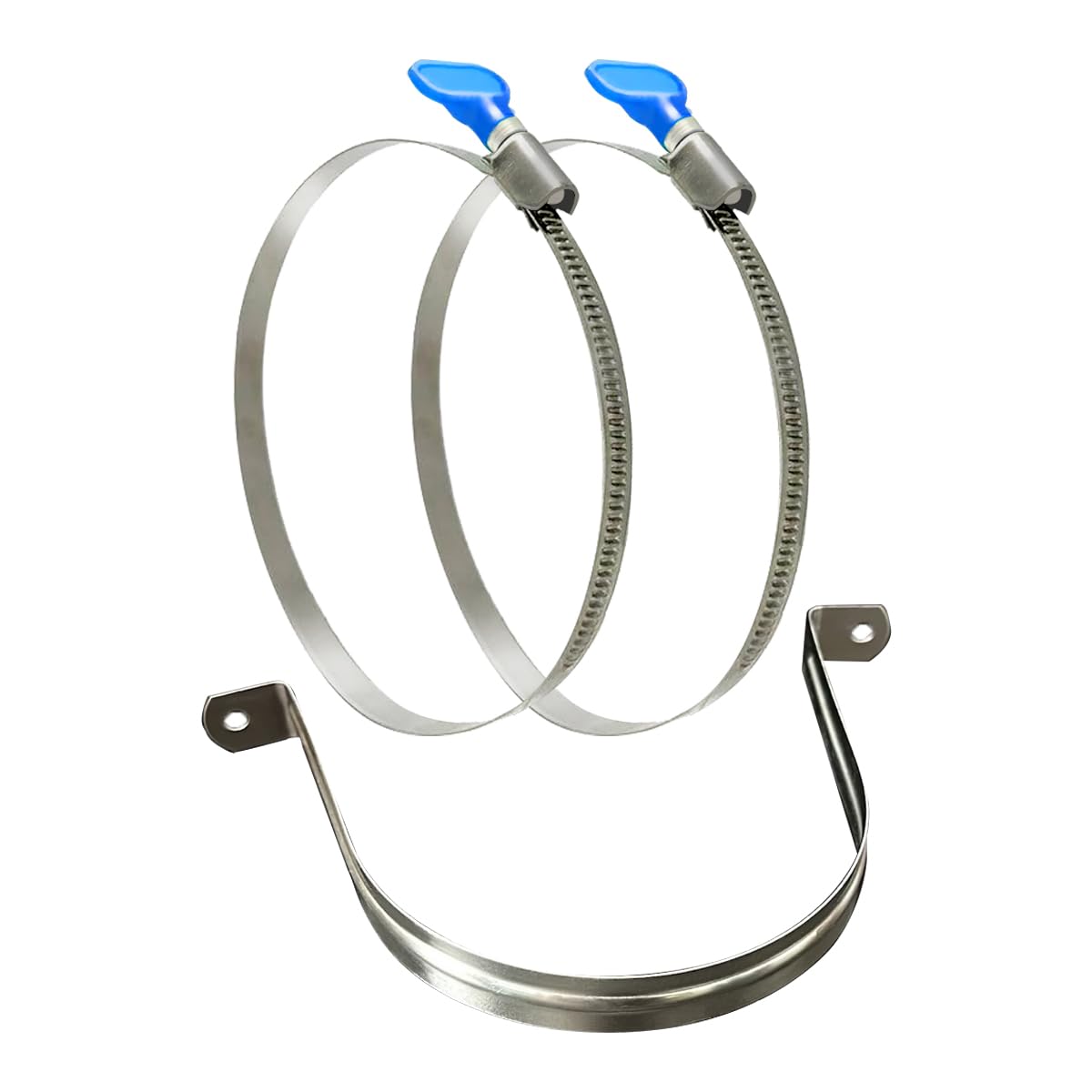 Saffire 4-inch Screw Key 91-114mm Adjustable Hose Clamps with One Rigid U-Bracket Strap Clamp (2 Pack)